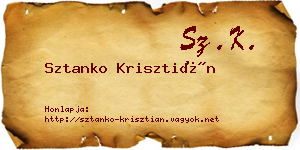 Sztanko Krisztián névjegykártya